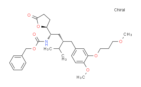 CAS No. 900811-45-2, benzyl N-[(1S,3S)-3-[[4-methoxy-3-(3-methoxypropoxy)phenyl]methyl]-4-methyl-1-[(2S)-5-oxooxolan-2-yl]pentyl]carbamate