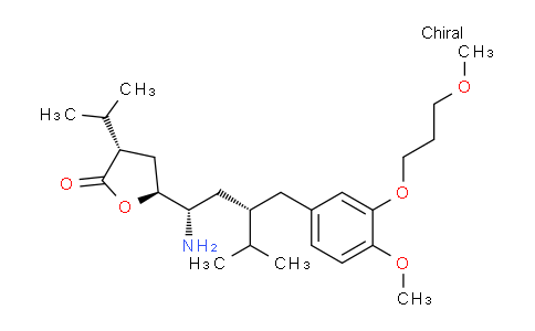 CAS No. 900811-48-5, (3S,5S)-5-[(1S,3S)-1-amino-3-[[4-methoxy-3-(3-methoxypropoxy)phenyl]methyl]-4-methylpentyl]-3-propan-2-yloxolan-2-one