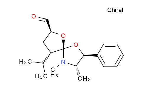 CAS No. 324763-44-2, 1,6-Dioxa-4-azaspiro[4.4]nonane-7-carboxaldehyde, 3,4-dimethyl-9-(1-methylethyl)-2-phenyl-, (2S,3S,5R,7S,9S)-