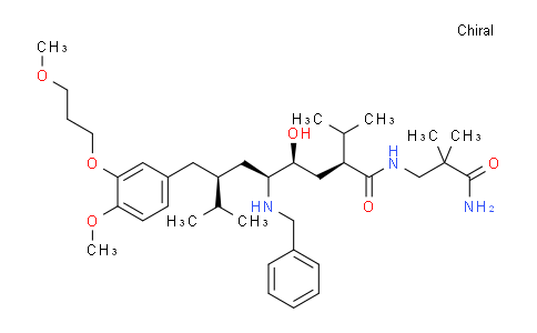 CAS No. 437656-19-4, (2S,4S,5S,7S)-N-(3-amino-2,2-dimethyl-3-oxopropyl)-5-(benzylamino)-4-hydroxy-2-isopropyl-7-(4-methoxy-3-(3-methoxypropoxy)benzyl)-8-methylnonanamide