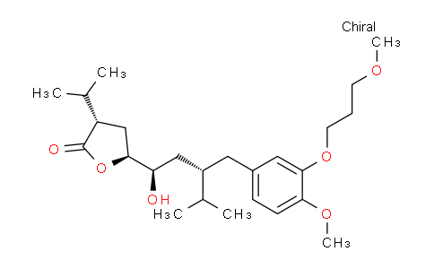 CAS No. 324763-45-3, 2(3H)-Furanone, dihydro-5-[(1R,3S)-1-hydroxy-3-[[4-methoxy-3-(3-methoxypropoxy)phenyl]methyl]-4-methylpentyl]-3-(1-methylethyl)-, (3S,5S)-