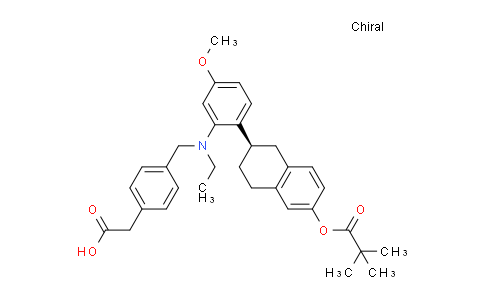 CAS No. 722533-18-8, (R)-2-(4-((ethyl(5-methoxy-2-(6-(pivaloyloxy)-1,2,3,4-tetrahydronaphthalen-2-yl)phenyl)amino)methyl)phenyl)acetic acid