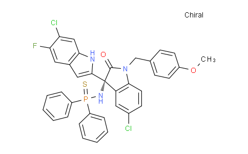 DY743023 | 1809076-24-1 | (R)-N-(5-chloro-3-(6-chloro-5-fluoro-1H-indol-2-yl)-1-(4-methoxybenzyl)-2-oxoindolin-3-yl)-P,P-diphenylphosphinothioic amide