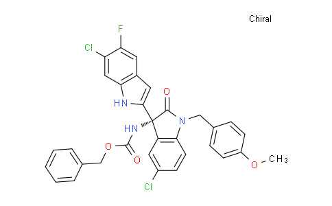 CAS No. 1809076-26-3, benzyl (R)-(5-chloro-3-(6-chloro-5-fluoro-1H-indol-2-yl)-1-(4-methoxybenzyl)-2-oxoindolin-3-yl)carbamate