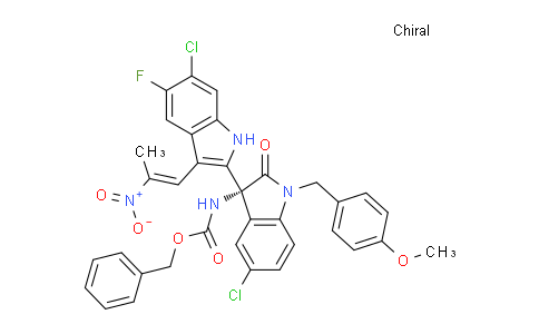 CAS No. 1809076-28-5, benzyl (R,E)-(5-chloro-3-(6-chloro-5-fluoro-3-(2-nitroprop-1-en-1-yl)-1H-indol-2-yl)-1-(4-methoxybenzyl)-2-oxoindolin-3-yl)carbamate