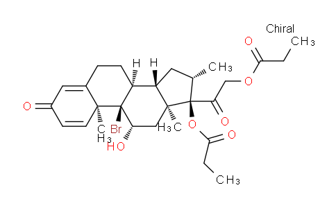 CAS No. 52092-14-5, (8S,9R,10S,11S,13S,14S,16S,17R)-9-bromo-11-hydroxy-10,13,16-trimethyl-3-oxo-17-(2-(propionyloxy)acetyl)-6,7,8,9,10,11,12,13,14,15,16,17-dodecahydro-3H-cyclopenta[a]phenanthren-17-yl propionate