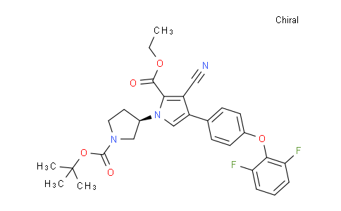 CAS No. 1858207-14-3, 1H-Pyrrole-2-carboxylic acid, 3-cyano-4-[4-(2,6-difluorophenoxy)phenyl]-1-[(3R)-1-[(1,1-dimethylethoxy)carbonyl]-3-pyrrolidinyl]-, ethyl ester