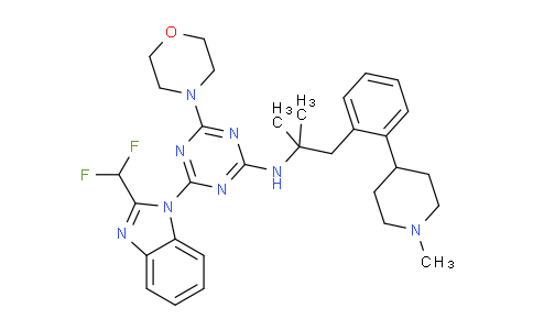 CAS No. 1401436-95-0, 4-[2-(difluoromethyl)benzimidazol-1-yl]-N-[2-methyl-1-[2-(1-methylpiperidin-4-yl)phenyl]propan-2-yl]-6-morpholin-4-yl-1,3,5-triazin-2-amine