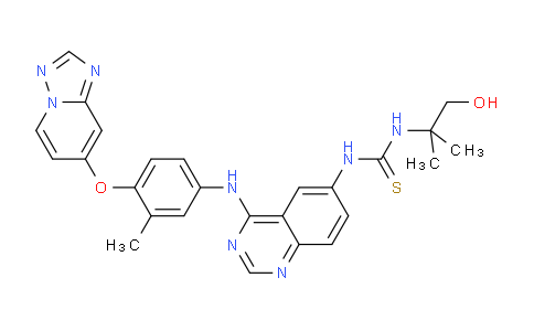 CAS No. 1429755-58-7, 1-(1-hydroxy-2-methylpropan-2-yl)-3-[4-[3-methyl-4-([1,2,4]triazolo[1,5-a]pyridin-7-yloxy)anilino]quinazolin-6-yl]thiourea