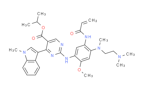 CAS No. 1847461-43-1, propan-2-yl 2-[4-[2-(dimethylamino)ethyl-methylamino]-2-methoxy-5-(prop-2-enoylamino)anilino]-4-(1-methylindol-3-yl)pyrimidine-5-carboxylate