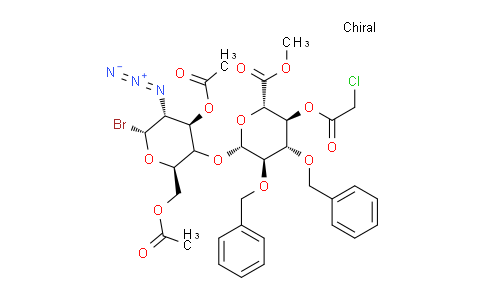 CAS No. 87907-05-9, methyl (2S,3S,4S,5R,6R)-6-(((2R,4R,5R,6R)-4-acetoxy-2-(acetoxymethyl)-5-azido-6-bromotetrahydro-2H-pyran-3-yl)oxy)-4,5-bis(benzyloxy)-3-(2-chloroacetoxy)tetrahydro-2H-pyran-2-carboxylate