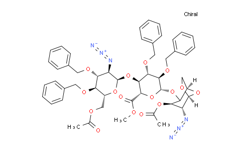 CAS No. 99541-27-2, methyl (2S,3S,4S,5R,6R)-6-(((1R,3R,4R,5S)-3-acetoxy-4-azido-6,8-dioxabicyclo[3.2.1]octan-2-yl)oxy)-3-(((2R,3R,4R,5S,6R)-6-(acetoxymethyl)-3-azido-4,5-bis(benzyloxy)tetrahydro-2H-pyran-2-yl)oxy)-4,5-bis(benzyloxy)tetrahydro-2H-pyran-2-carboxylate