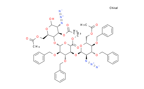 CAS No. 1574590-12-7, methyl (2S,3S,4S,5R,6R)-6-(((2R,4R,5R)-4-acetoxy-2-(acetoxymethyl)-5-azido-6-hydroxytetrahydro-2H-pyran-3-yl)oxy)-3-(((2R,3R,4R,5S,6R)-6-(acetoxymethyl)-3-azido-4,5-bis(benzyloxy)tetrahydro-2H-pyran-2-yl)oxy)-4,5-bis(benzyloxy)tetrahydro-2H-pyran-2-carbox