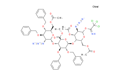 CAS No. 150284-29-0, methyl (2S,3S,4S,5R,6R)-6-(((2R,4R,5R)-4-acetoxy-2-(acetoxymethyl)-5-azido-6-(2,2,2-trichloro-1-iminoethoxy)tetrahydro-2H-pyran-3-yl)oxy)-3-(((2R,3R,4R,5S,6R)-6-(acetoxymethyl)-3-azido-4,5-bis(benzyloxy)tetrahydro-2H-pyran-2-yl)oxy)-4,5-bis(benzyloxy)tetr