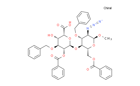 CAS No. 1491156-91-2, (2R,3S,4S,5R,6R)-6-(((2R,3S,4R,5R,6S)-5-azido-2-((benzoyloxy)methyl)-4-(benzyloxy)-6-methoxytetrahydro-2H-pyran-3-yl)oxy)-5-(benzoyloxy)-4-(benzyloxy)-3-hydroxytetrahydro-2H-pyran-2-carboxylic acid