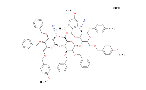 CAS No. 1491156-92-3, methyl (2S,3S,4S,5R,6R)-3-(((2R,3R,4R,5S,6R)-3-azido-4,5-bis(benzyloxy)-6-(((4-methoxybenzyl)oxy)methyl)tetrahydro-2H-pyran-2-yl)oxy)-6-(((2R,4R,5R)-5-azido-4-((4-methoxybenzyl)oxy)-2-(((4-methoxybenzyl)oxy)methyl)-6-(p-tolylthio)tetrahydro-2H-pyran-3-yl)