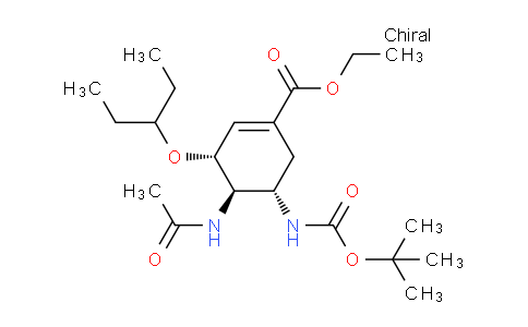 CAS No. 367252-68-4, 1-Cyclohexene-1-carboxylic acid, 4-(acetylamino)-5-[[(1,1-dimethylethoxy)carbonyl]amino]-3-(1-ethylpropoxy)-, ethyl ester, (3R,4R,5S)-