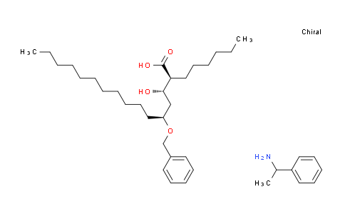 CAS No. 137433-01-3, (2S,3S,5R)-2-hexyl-3-hydroxy-5-(phenylmethoxy)-Hexadecanoic acid compd. with (S)-α-methylbenzenemethanamine (1:1)