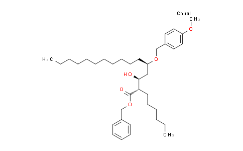 CAS No. 1376112-94-5, Hexadecanoic acid, 2-hexyl-3-hydroxy-5-[(4-methoxyphenyl)methoxy]-, phenylmethyl ester, (2S,3S,5R)-