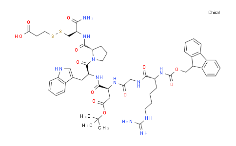 CAS No. 868242-21-1, 3-(((R)-2-((S)-1-(((S)-2-(2-((R)-2-((((9H-fluoren-9-yl)methoxy)carbonyl)amino)-6-guanidinohexanamido)acetamido)-4-(tert-butoxy)-4-oxobutanoyl)-L-tryptophyl)pyrrolidine-2-carboxamido)-3-amino-3-oxopropyl)disulfanyl)propanoic acid