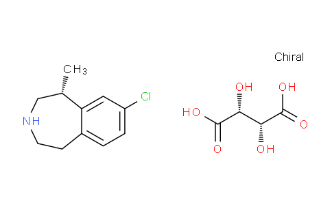 CAS No. 824430-78-6, (R)-8-chloro-1-methyl-2,3,4,5-tetrahydro-1H-benzo[d]azepine (2R,3R)-2,3-dihydroxysuccinate
