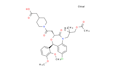 CAS No. 189060-13-7, 2-(1-(2-((3R,5S)-1-(3-acetoxy-2,2-dimethylpropyl)-7-chloro-5-(2,3-dimethoxyphenyl)-2-oxo-1,2,3,5-tetrahydrobenzo[e][1,4]oxazepin-3-yl)acetyl)piperidin-4-yl)acetic acid