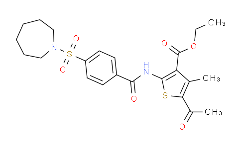 CAS No. 6240-74-0, Ethyl 5-acetyl-2-(4-(azepan-1-ylsulfonyl)benzamido)-4-methylthiophene-3-carboxylate