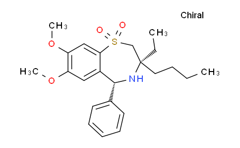 CAS No. 178259-25-1, (3R,5R)-3-butyl-3-ethyl-7,8-dimethoxy-5-phenyl-4,5-dihydro-2H-1lambda6,4-benzothiazepine 1,1-dioxide