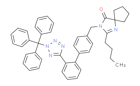 CAS No. 138402-10-5, 2-Butyl-3-((2'-(2-trityl-2H-tetrazol-5-yl)-[1,1'-biphenyl]-4-yl)methyl)-1,3-diazaspiro[4.4]non-1-en-4-one