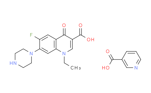 CAS No. 118803-81-9, 1-Ethyl-6-fluoro-4-oxo-7-(piperazin-1-yl)-1,4-dihydroquinoline-3-carboxylic acid compound with nicotinic acid (1:1)