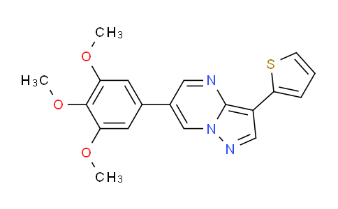 CAS No. 893613-09-7, 3-Thiophen-2-yl-6-(3,4,5-trimethoxyphenyl)pyrazolo[1,5-a]pyrimidine