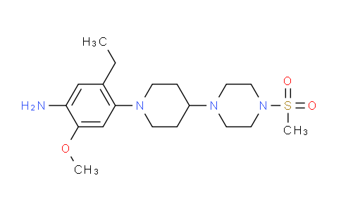 CAS No. 1089282-91-6, 5-Ethyl-2-methoxy-4-(4-(4-(methylsulfonyl)piperazin-1-yl)piperidin-1-yl)aniline