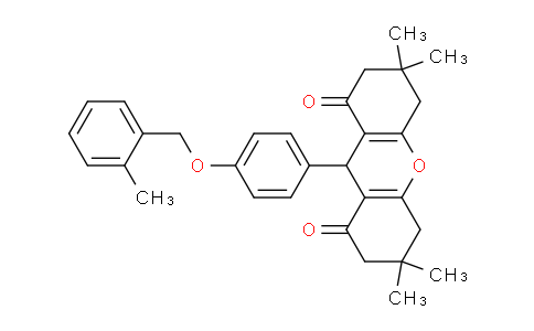CAS No. 684238-37-7, 3,3,6,6-Tetramethyl-9-(4-((2-methylbenzyl)oxy)phenyl)-3,4,5,6,7,9-hexahydro-1H-xanthene-1,8(2H)-dione