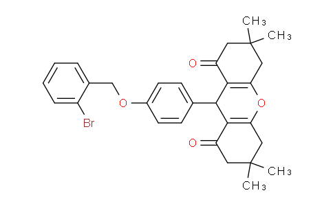 CAS No. 1776115-10-6, 9-(4-((2-Bromobenzyl)oxy)phenyl)-3,3,6,6-tetramethyl-3,4,5,6,7,9-hexahydro-1H-xanthene-1,8(2H)-dione