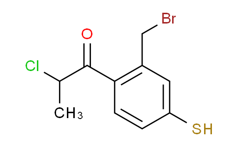 CAS No. 1806425-11-5, 1-(2-(Bromomethyl)-4-mercaptophenyl)-2-chloropropan-1-one