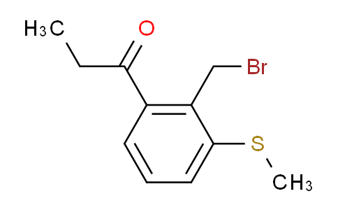 CAS No. 1804231-06-8, 1-(2-(Bromomethyl)-3-(methylthio)phenyl)propan-1-one