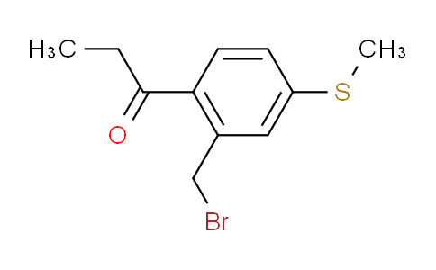 CAS No. 1806515-80-9, 1-(2-(Bromomethyl)-4-(methylthio)phenyl)propan-1-one