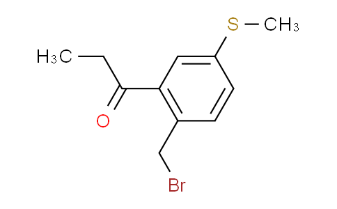 CAS No. 1806285-66-4, 1-(2-(Bromomethyl)-5-(methylthio)phenyl)propan-1-one