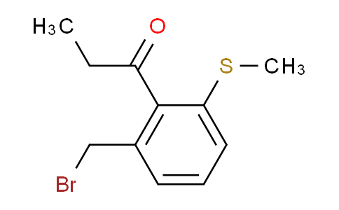 CAS No. 1806426-74-3, 1-(2-(Bromomethyl)-6-(methylthio)phenyl)propan-1-one