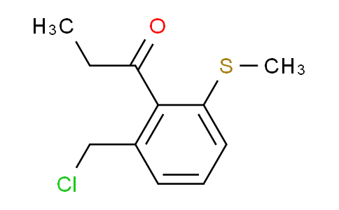 CAS No. 1805804-02-7, 1-(2-(Chloromethyl)-6-(methylthio)phenyl)propan-1-one