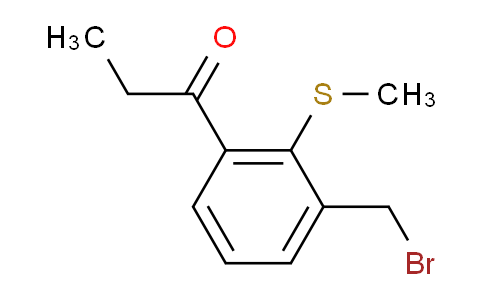 CAS No. 1804269-40-6, 1-(3-(Bromomethyl)-2-(methylthio)phenyl)propan-1-one
