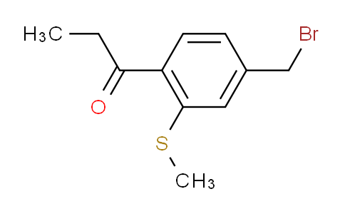 CAS No. 1806343-12-3, 1-(4-(Bromomethyl)-2-(methylthio)phenyl)propan-1-one