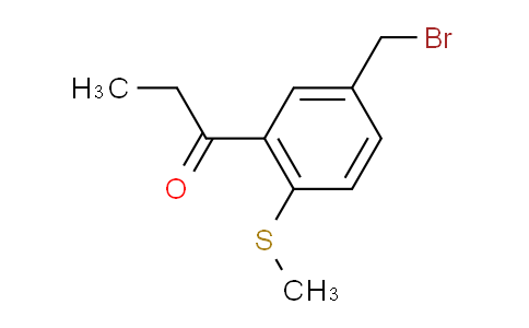 CAS No. 1804135-57-6, 1-(5-(Bromomethyl)-2-(methylthio)phenyl)propan-1-one