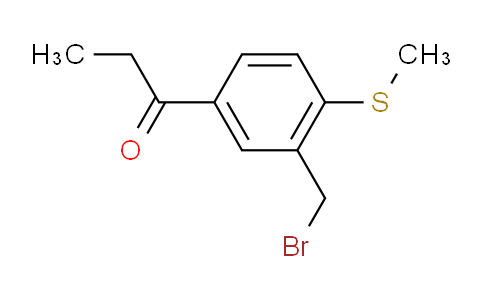 CAS No. 1805873-13-5, 1-(3-(Bromomethyl)-4-(methylthio)phenyl)propan-1-one