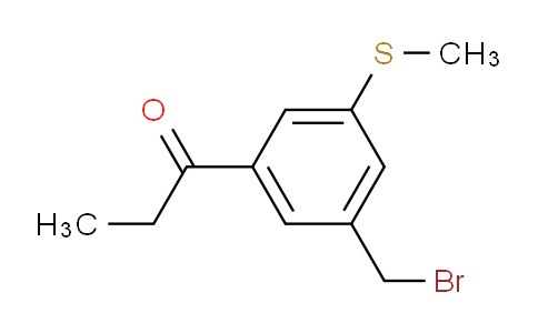 CAS No. 1805695-38-8, 1-(3-(Bromomethyl)-5-(methylthio)phenyl)propan-1-one
