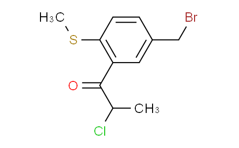 CAS No. 1804064-78-5, 1-(5-(Bromomethyl)-2-(methylthio)phenyl)-2-chloropropan-1-one
