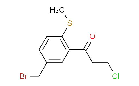 CAS No. 1806480-86-3, 1-(5-(Bromomethyl)-2-(methylthio)phenyl)-3-chloropropan-1-one