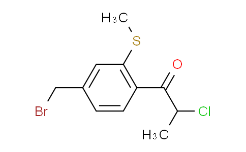 CAS No. 1806285-96-0, 1-(4-(Bromomethyl)-2-(methylthio)phenyl)-2-chloropropan-1-one