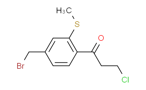 CAS No. 1805847-08-8, 1-(4-(Bromomethyl)-2-(methylthio)phenyl)-3-chloropropan-1-one