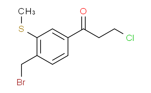 CAS No. 1804170-08-8, 1-(4-(Bromomethyl)-3-(methylthio)phenyl)-3-chloropropan-1-one